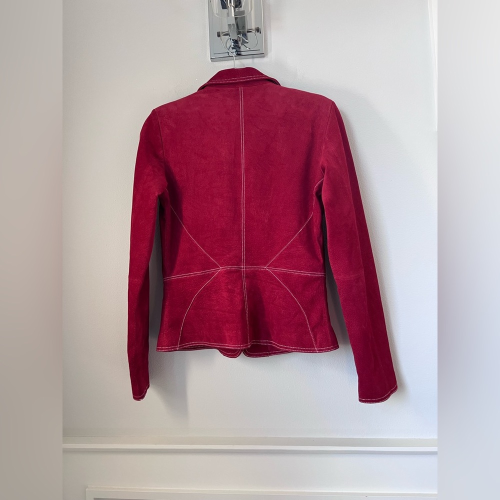 Boston Proper Red Suede Tie-Waist Blazer - Picture 5 of 12
